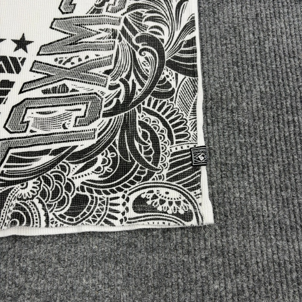 Southpole Thermal Shirt Men XL White Cotton Waffle Knit Tribal Graphic Y2K Style - Picture 2 of 10